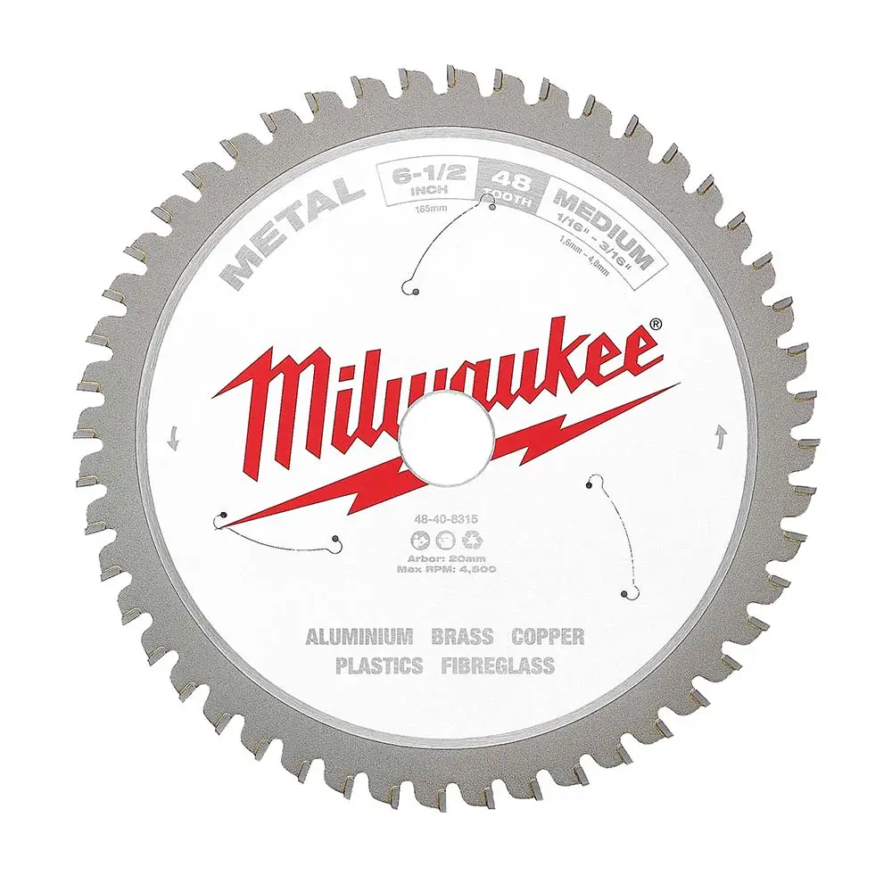 MILWAUKEE 165mm 48T TCT Blade Circular Saw for Metal Medium 48408315