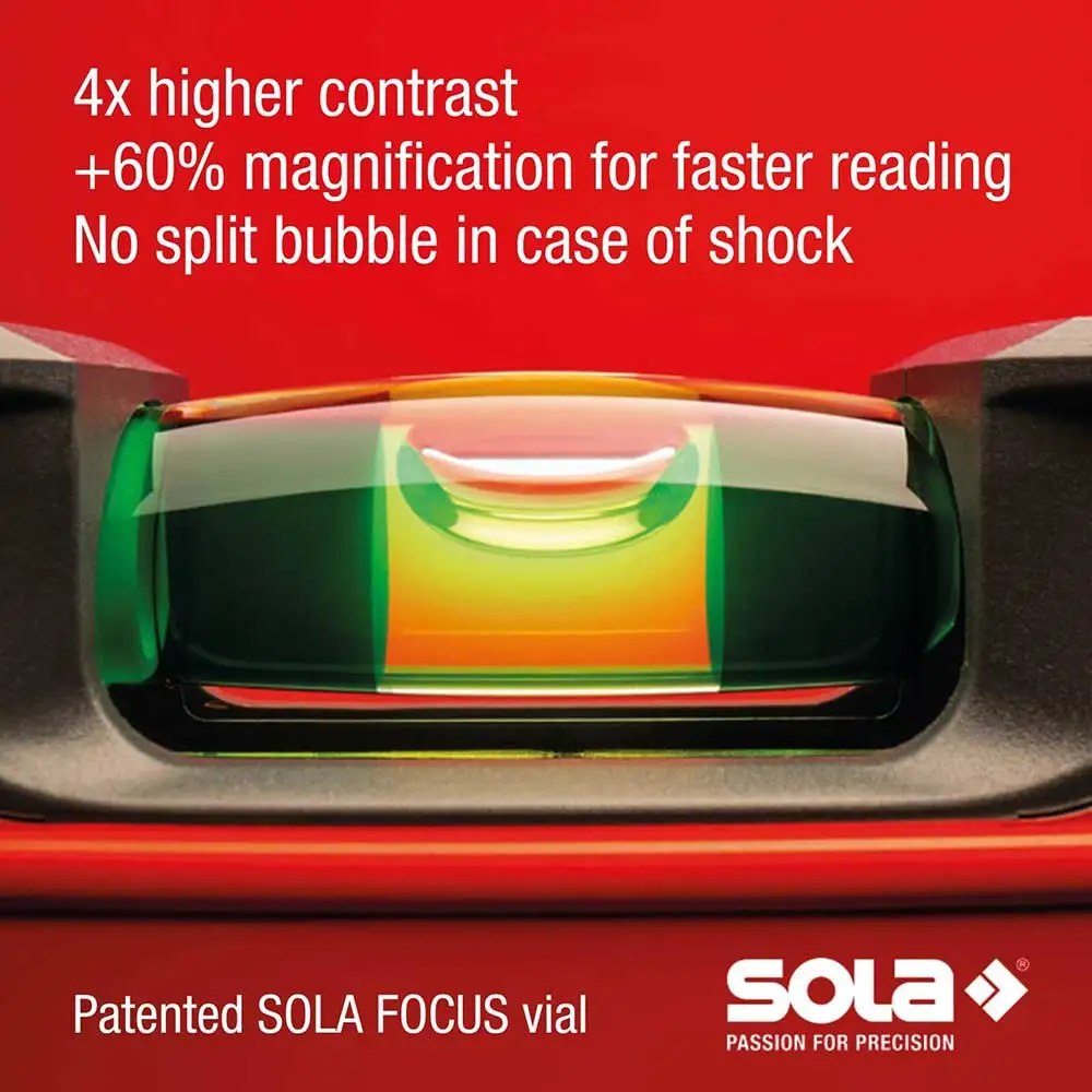 SOLA 600mm 3 Vials Spirit Level Box - Red 01214801