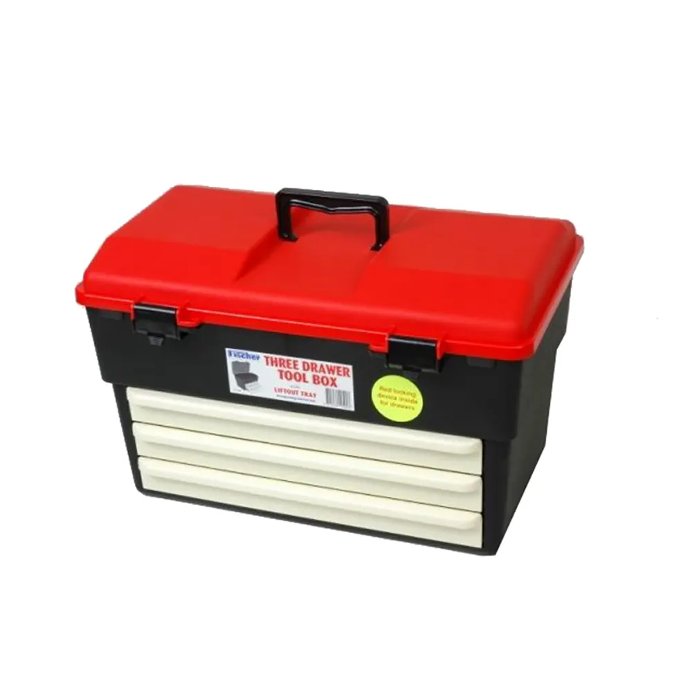 FISCHER 460 x 300 x 280mm 3 Drawer Toolbox w. Liftout Tray 1H128