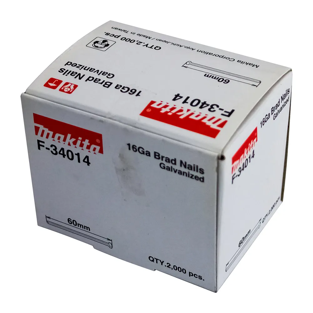 MAKITA 60 x 1.6mm EG 16GA C Nail Brad 2000Box F34014