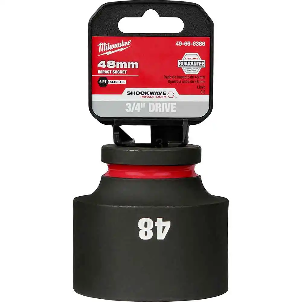 MILWAUKEE SHOCKWAVE 3/4inch Drive 48mm Standard 6 Point Impact Socket 49666386