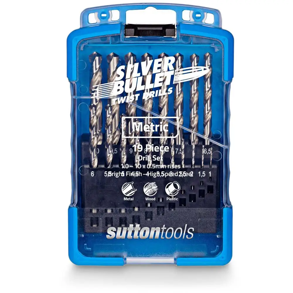 SUTTON 1-10mm Metric HSS-Bright Jobber Drill Bit Set - SILVER BULLET - 19 Piece D101SM2
