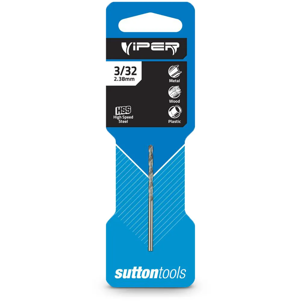 SUTTON 3/32inchx 57MM HSS-Bright Jobber Drill Bit - VIPER D1050238