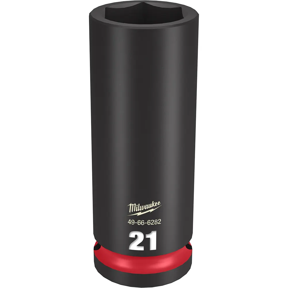 MILWAUKEE 1/2inch Drive 21mm Deep 6 Point Impact Socket - SHOCKWAVE 49666282