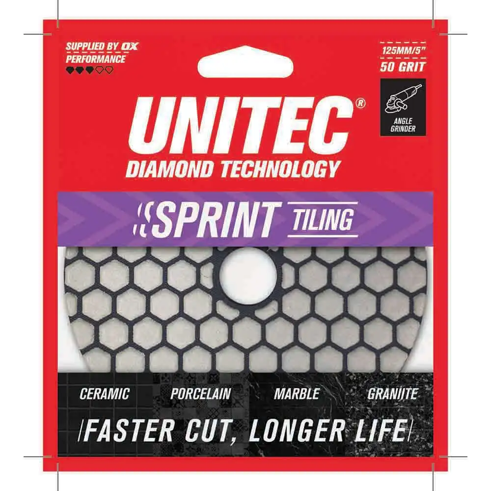 UNITEC 125mm 50-Grit Hook & Loop Diamond Polishing Pad U-50DDPP