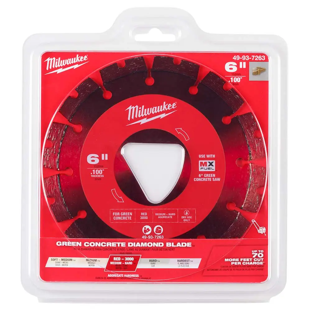 MILWAUKEE 150mm 6inch Green Concrete Diamond Blade - Red 49937263