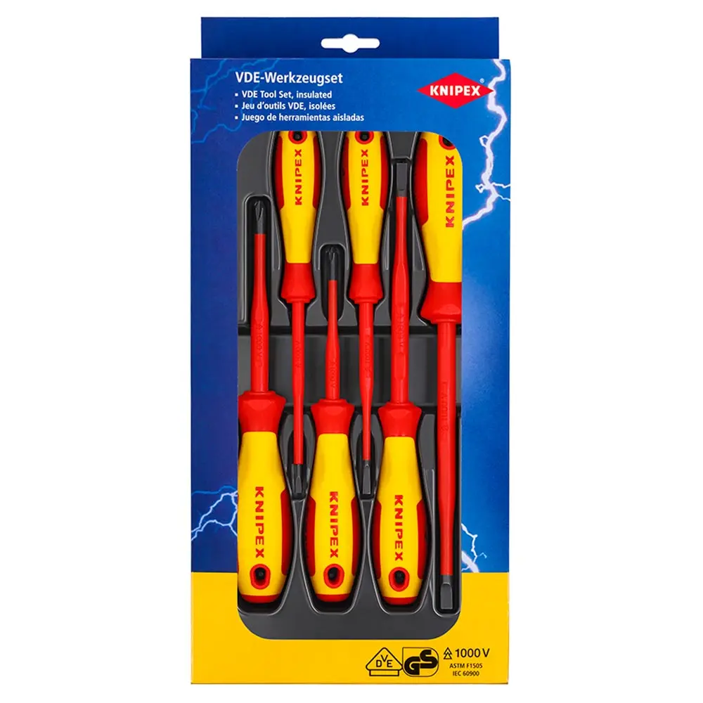 KNIPEX 1000V VDE Slim Screwdriver Set - 6 Piece 002012V02