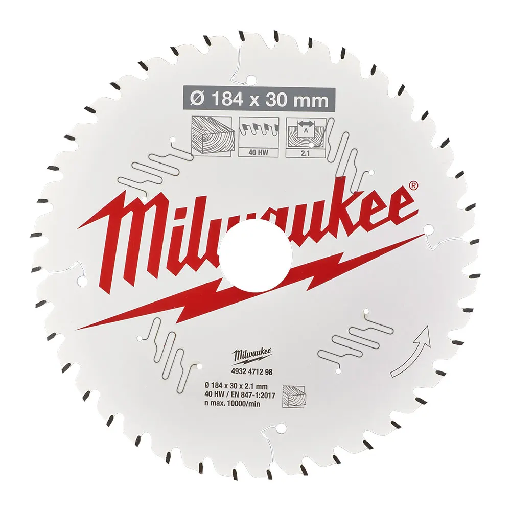 MILWAUKEE 184x30mm 40T TCT Circular Saw Blade for Wood Cutting - FRAMING 4932471298