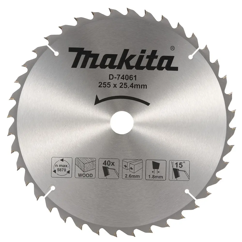 MAKITA 25.4 x 255mm 40T TCT Saw Blade Economy (Table Saw) for Wood Cutting D-74061