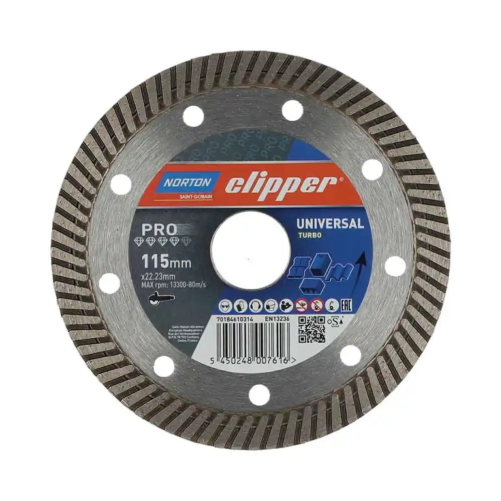 CLIPPER 115 x 22.23/12mm Turbo Segmented Diamond Blade for General Purpose Cutting - Wet & Dry 70184610314