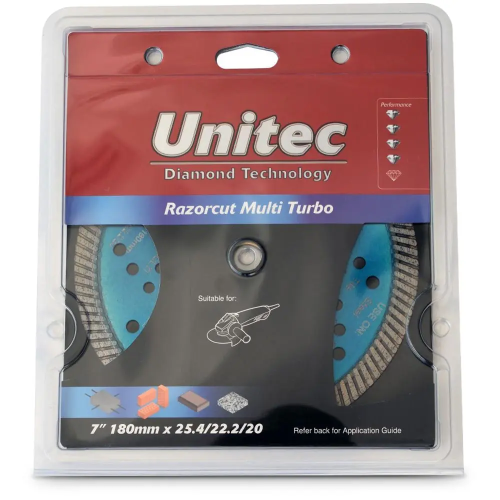 UNITEC 180mm Turbo Diamond Blade for General Purpose Cutting - RAZORCUT U-7RZMULTI