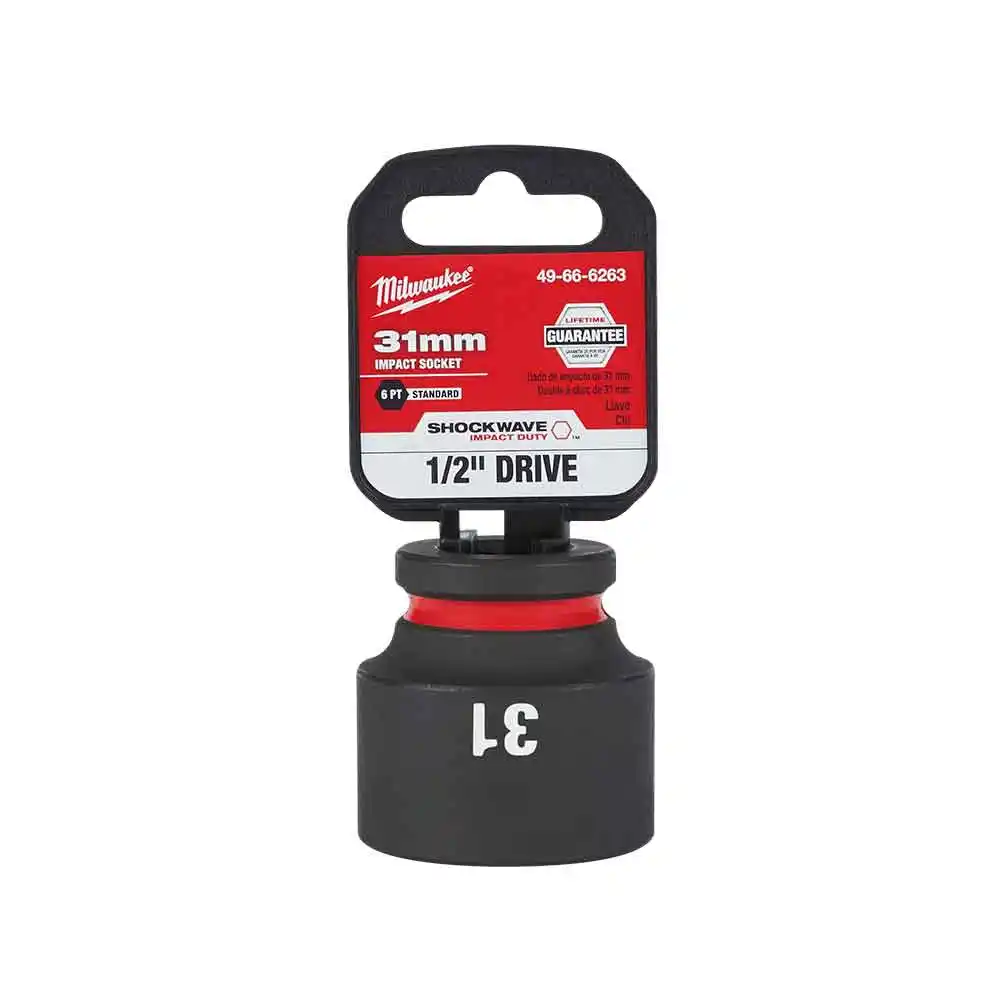 MILWAUKEE SHOCKWAVE 1/2" Drive 31mm Standard 6 Point Impact Socket 49666263