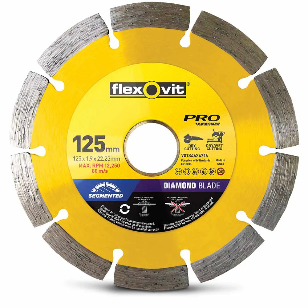 FLEXOVIT 125mm Segmented Diamond Blade for Tiles & Clay Bricks