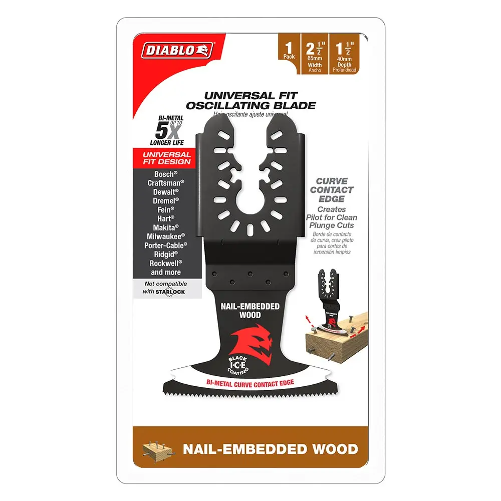 DIABLO 65mm Universal Fit Bi-Metal Multi-Tool Blade For Nail-Embedded Wood 2608F02282