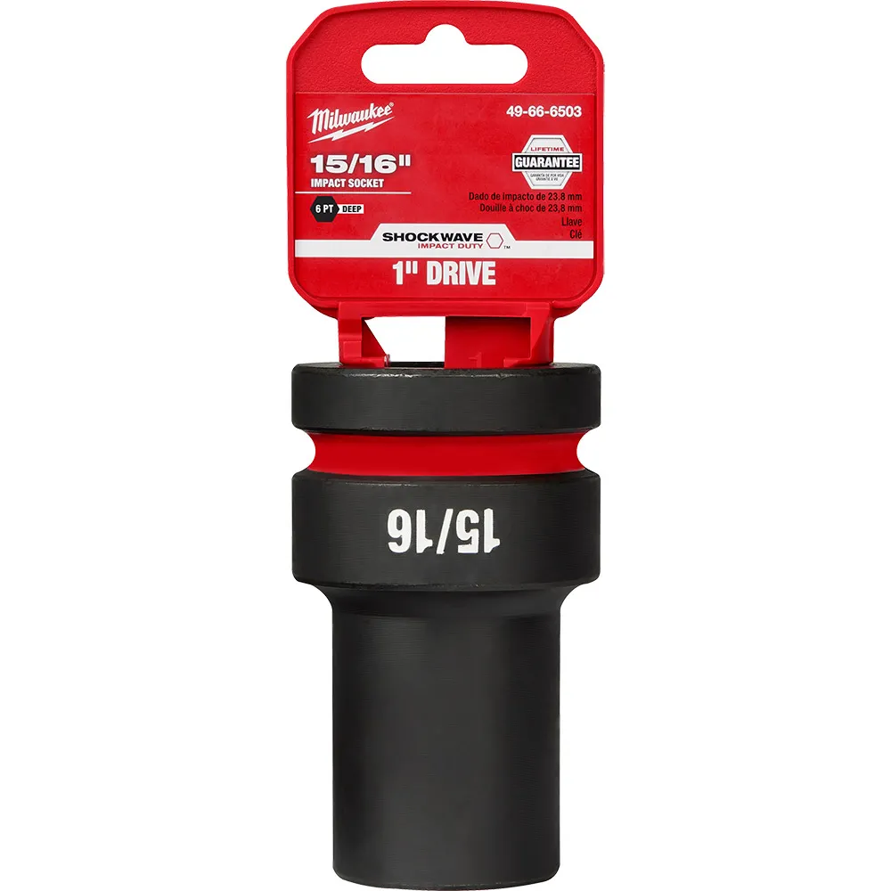 MILWAUKEE SHOCKWAVE 1" Drive 15/16" Standard 6 Point Impact Socket 49666503