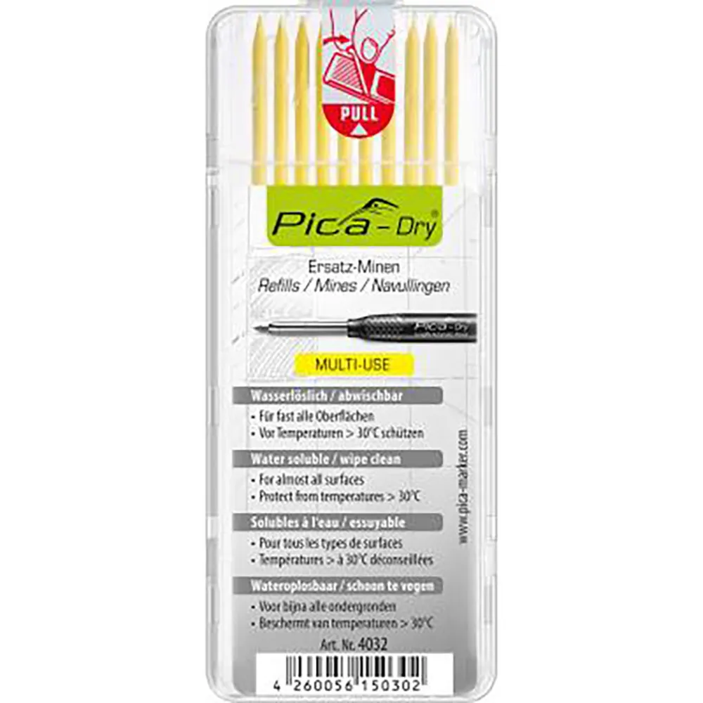 PICA Dry Water Resistant 2B Lead Refill Set Yellow 4032