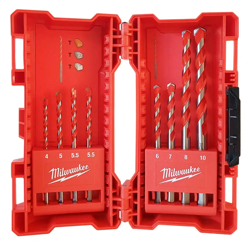 MILWAUKEE 4-10mm 2-Cutter TCT Masonry Drill Bit Set - 8 Piece 4932471193