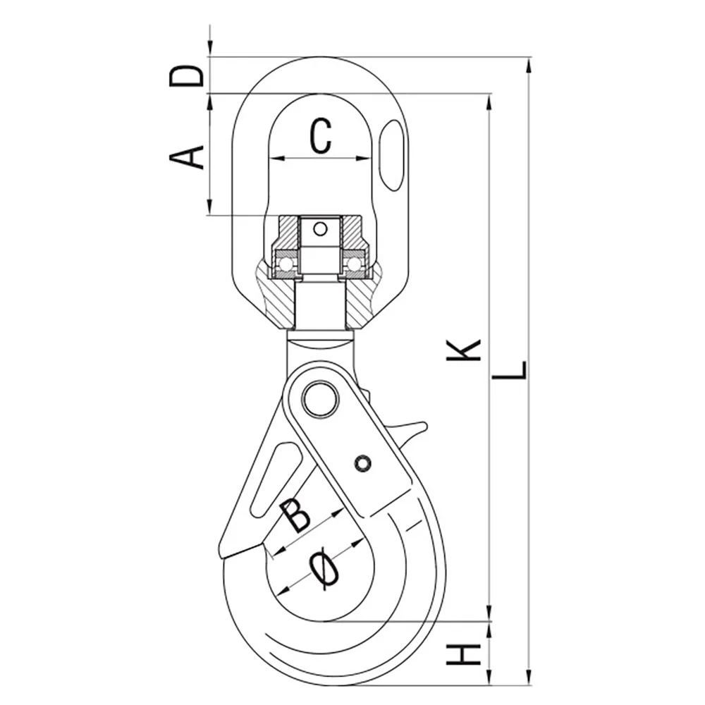 ITM 6mm Chain Size Ball Bearing Eye Swivel Self Locking Hook TM9804-03206