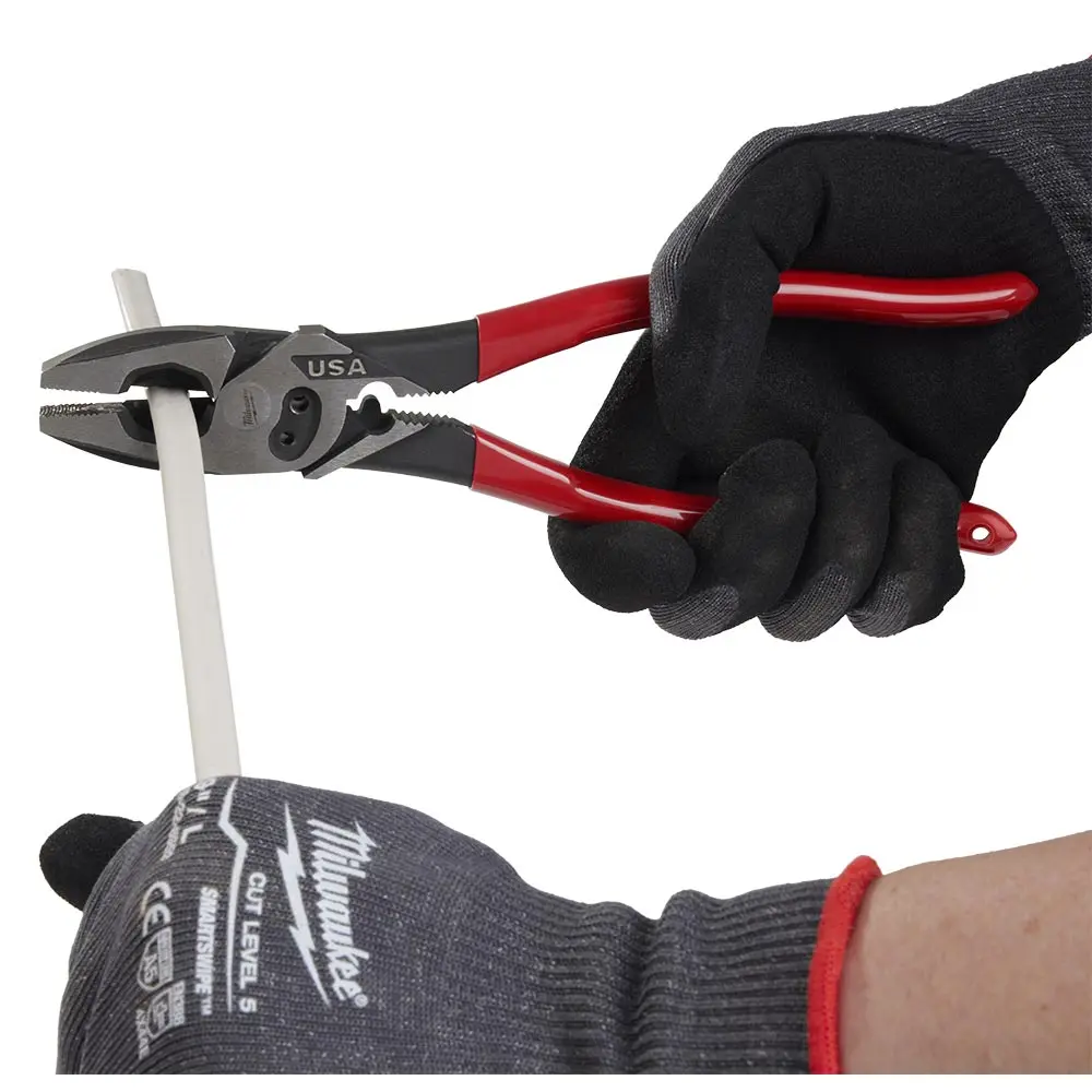 MILWAUKEE 228mm 9Inch USA Made Dipped Grip Linesman Pliers with Crimper MT500C