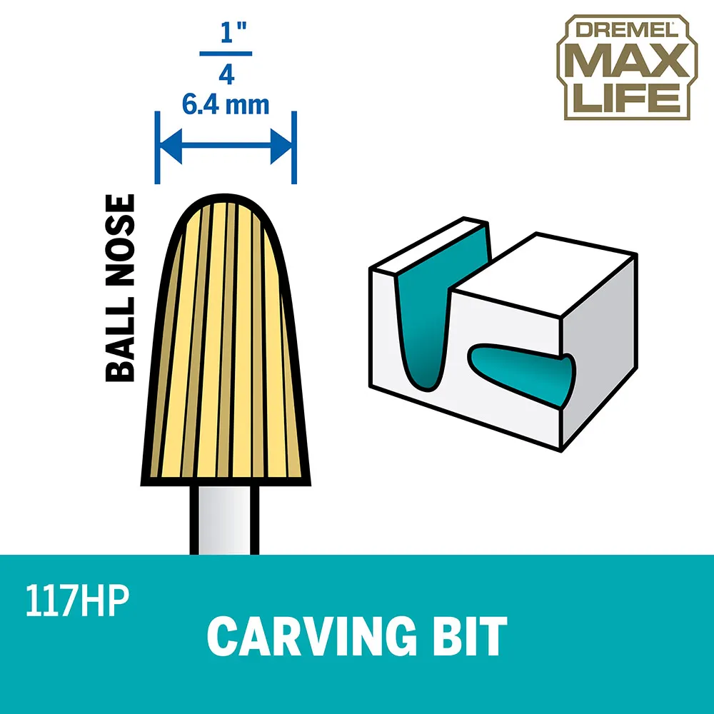 DREMEL 117HP 6.4mm MAX LIFE Curved High Speed Cutter Bits - 2 Piece 26150117HA