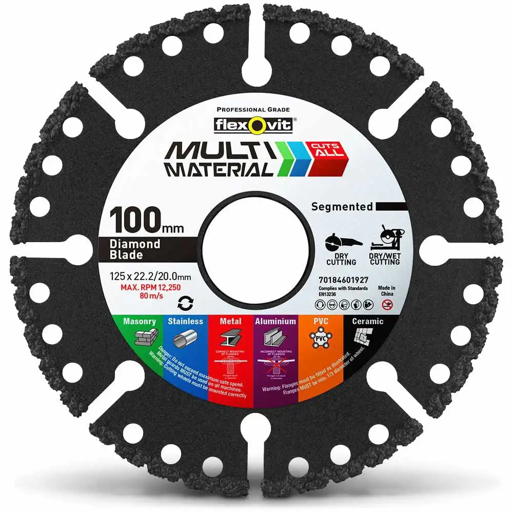 FLEXOVIT 100mm Segmented Diamond Blade for Multi-Purpose Cutting - MULTI-MATERIAL