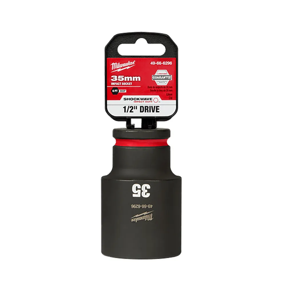 MILWAUKEE SHOCKWAVE 1/2inch Drive 35mm Deep 6 Point Impact Socket 49666296