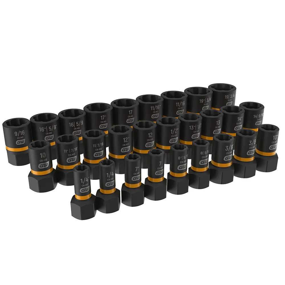 GEARWRENCH 1/4inch & 3/8inch Drive Bolt Biter Impact Extraction Socket Set 28pcs