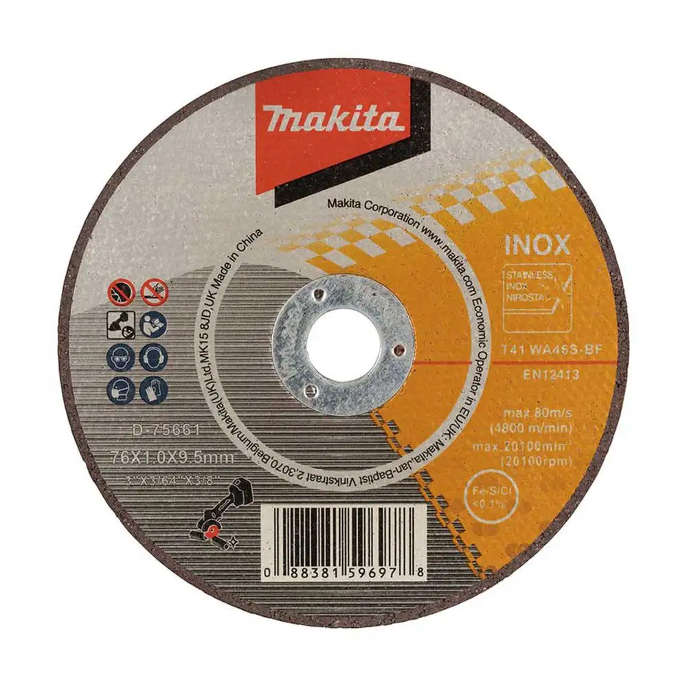 MAKITA 76mm x 3/8 x 1mm Cut-Off Wheel Inox - 5 Piece D-75661-5