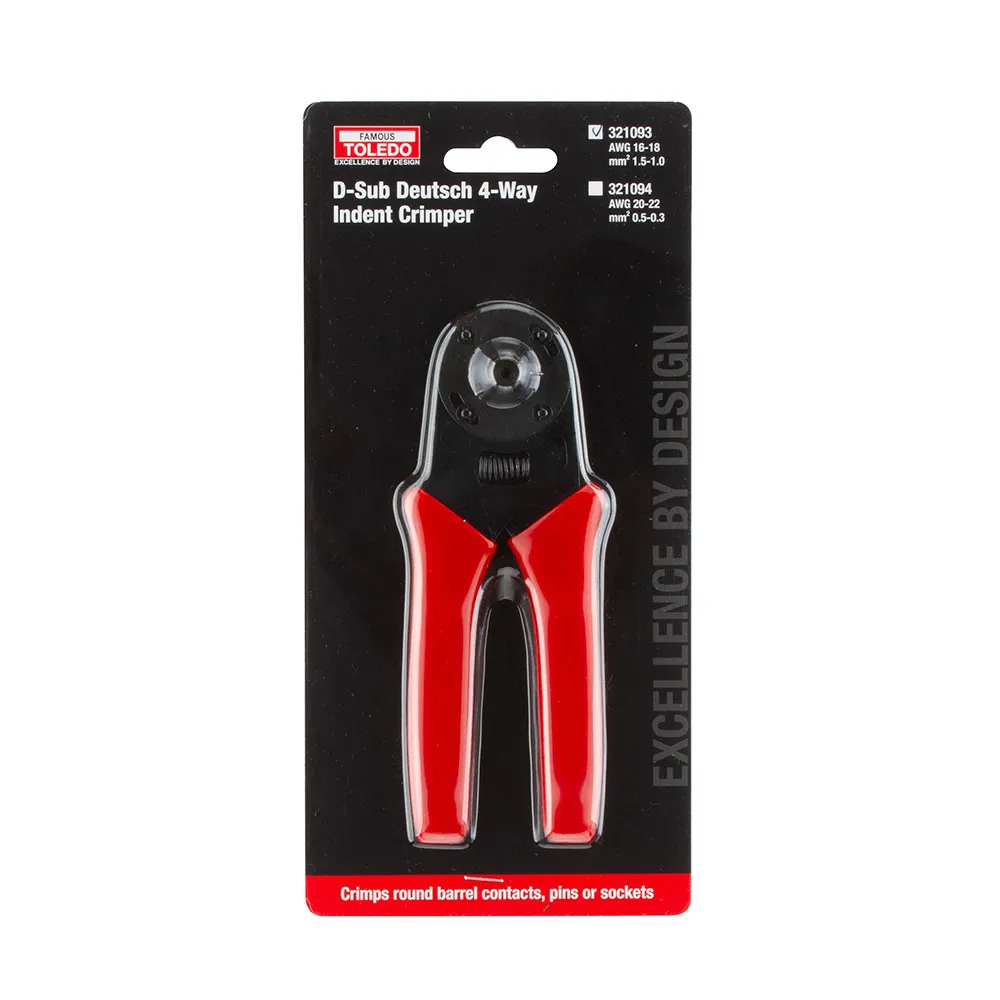 TOLEDO 16-18 AWG D-Sub 4-Way Ratcheting Crimper 321093