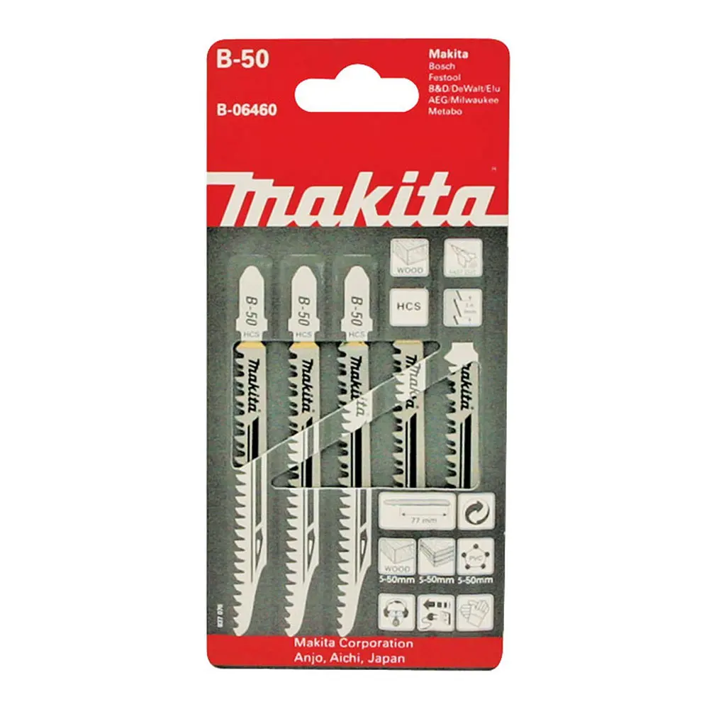 MAKITA 77mm Jigsaw Blade B-50 - Bayonet Type A - 5 Piece B-06460