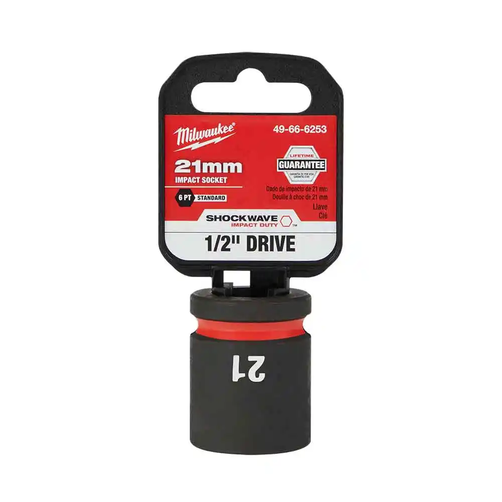 MILWAUKEE SHOCKWAVE 1/2" Drive 21mm Standard 6 Point Impact Socket 49666253