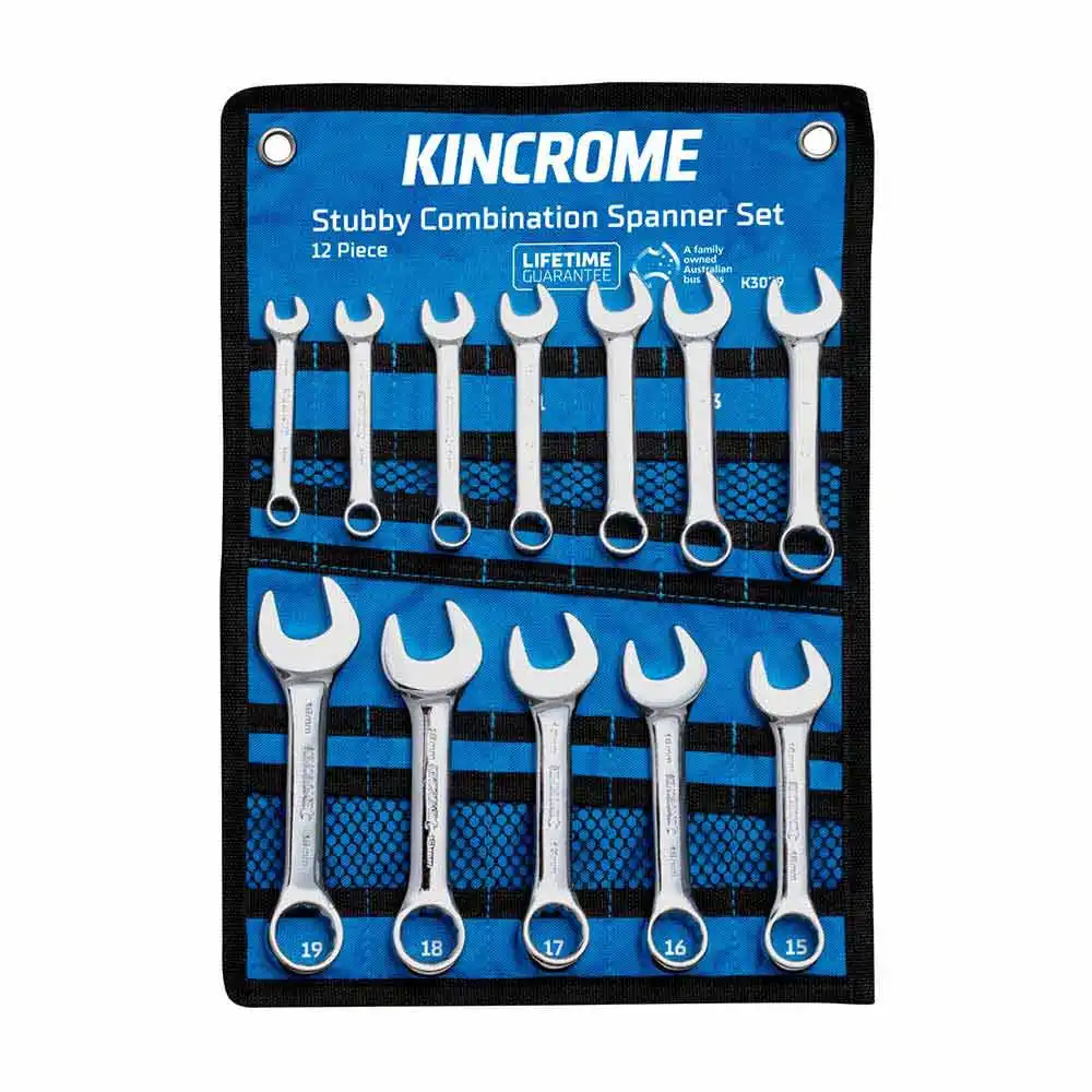 KINCROME 12 Piece Stubby Combination Spanner Set - Metric K3039