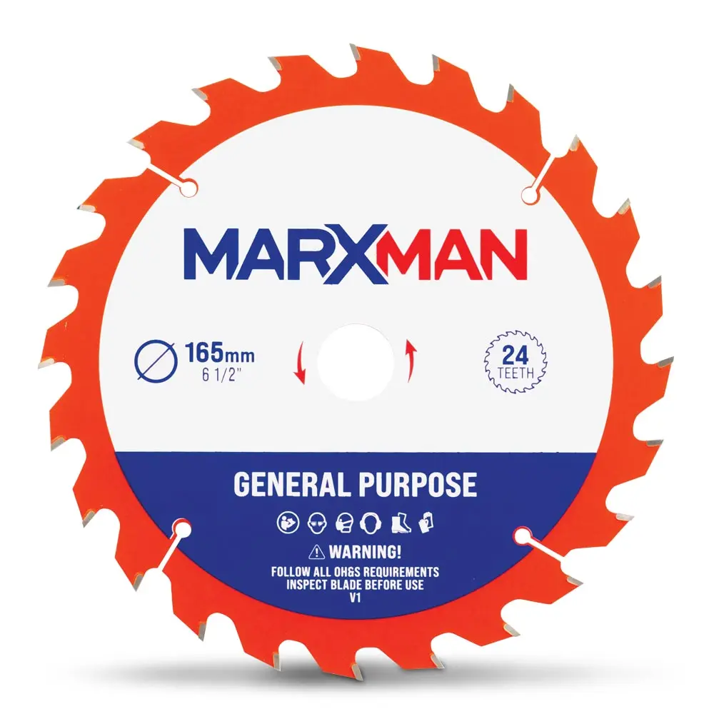 MARXMAN 165x20mm 24T TCT Wood G/Purpose Circular Saw Blade MMCSS16524