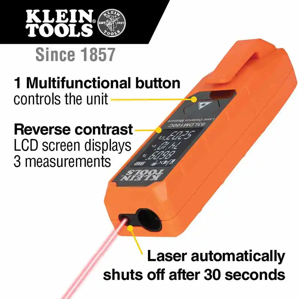 KLEIN 30m Compact Laser Distance Measurer A-93LDM100C