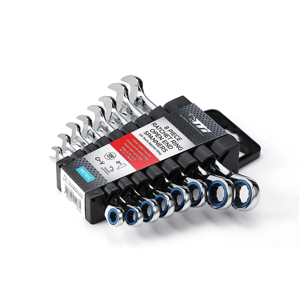 TTI 8 Piece Met 8-19mm Ratchet Ring/Open  Spanner Set TRCSM8