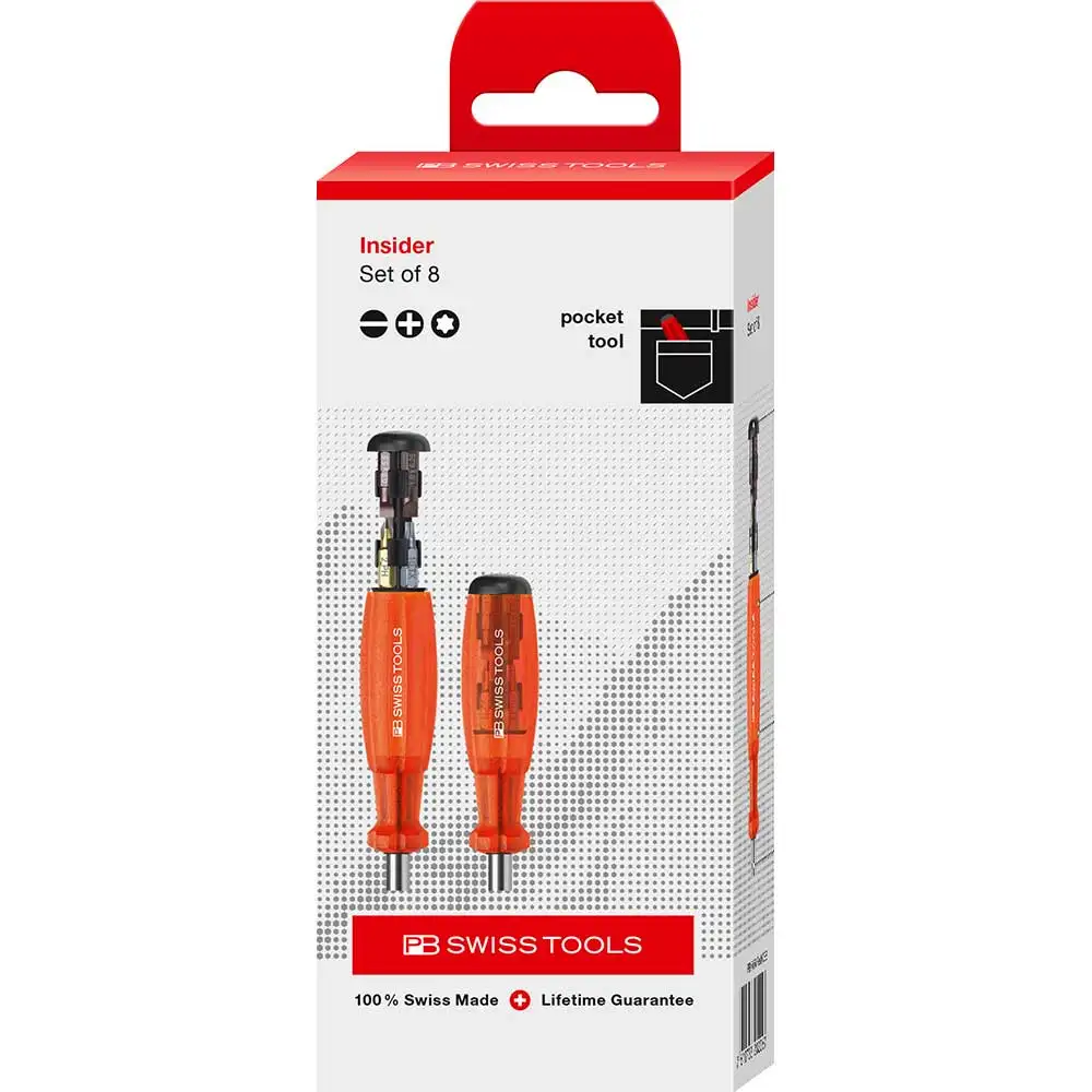 PB SWISS 3xsl,2xph,3xtx, Precsion Screwdriver Handle Set - 9 Piece PB 6464.Red CBB