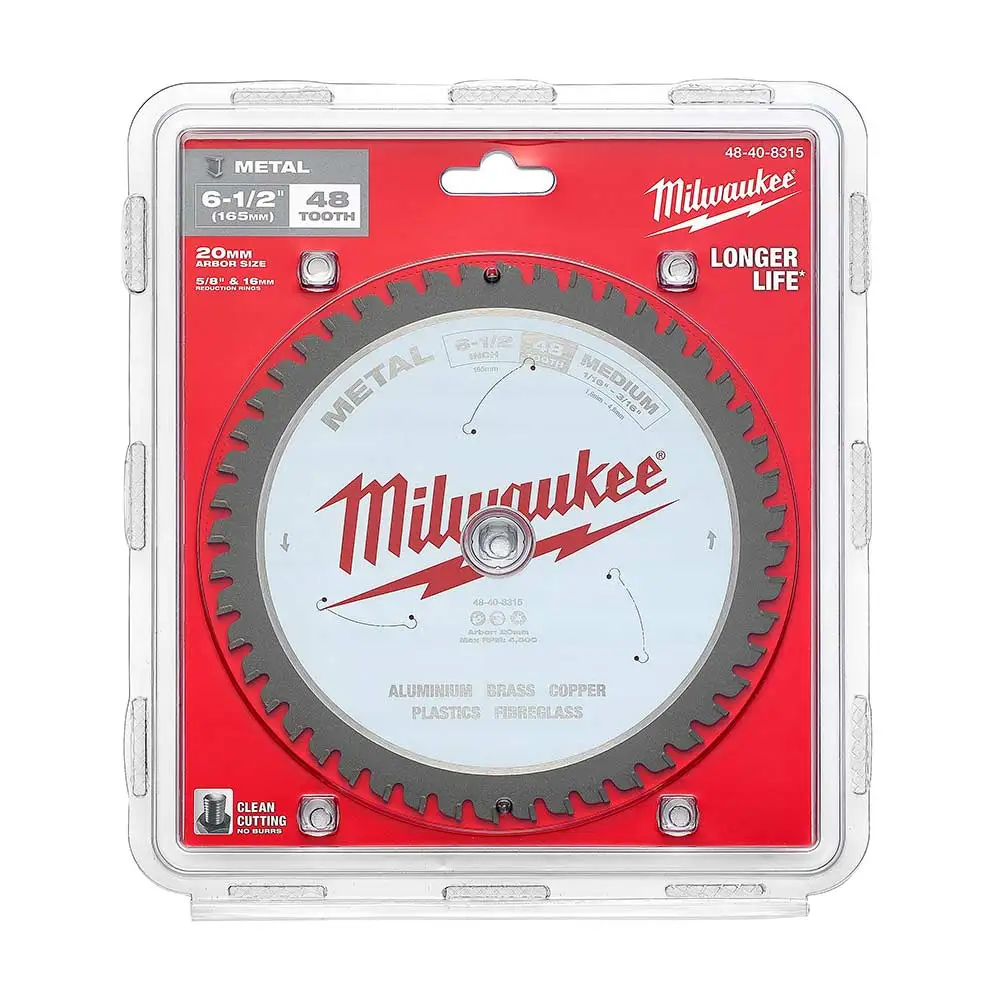 MILWAUKEE 165mm 48T TCT Blade Circular Saw for Metal Medium 48408315