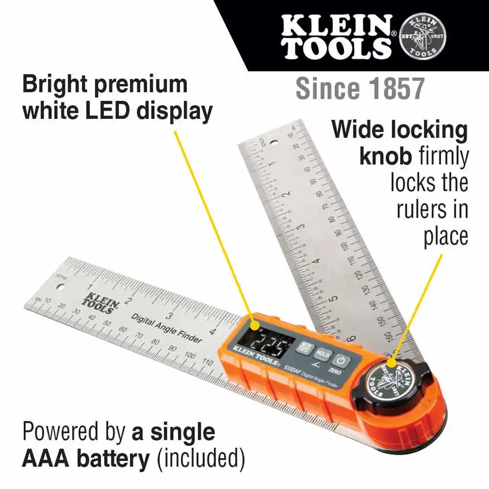 KLEIN 215mm +/- 0.2 Accuracy Digital Angle Ruler Level A-935DAF