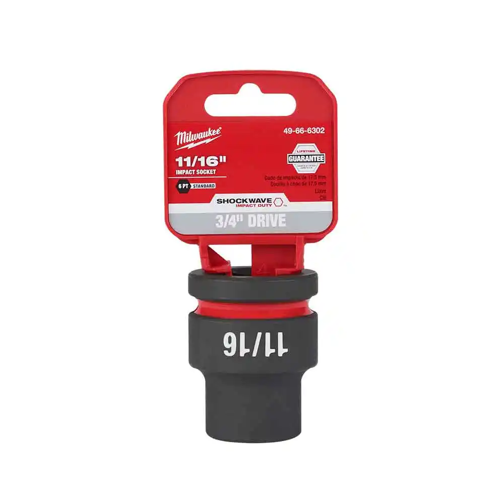 MILWAUKEE SHOCKWAVE 3/4" Drive 11/16" Standard 6 Point Impact Socket 49666302
