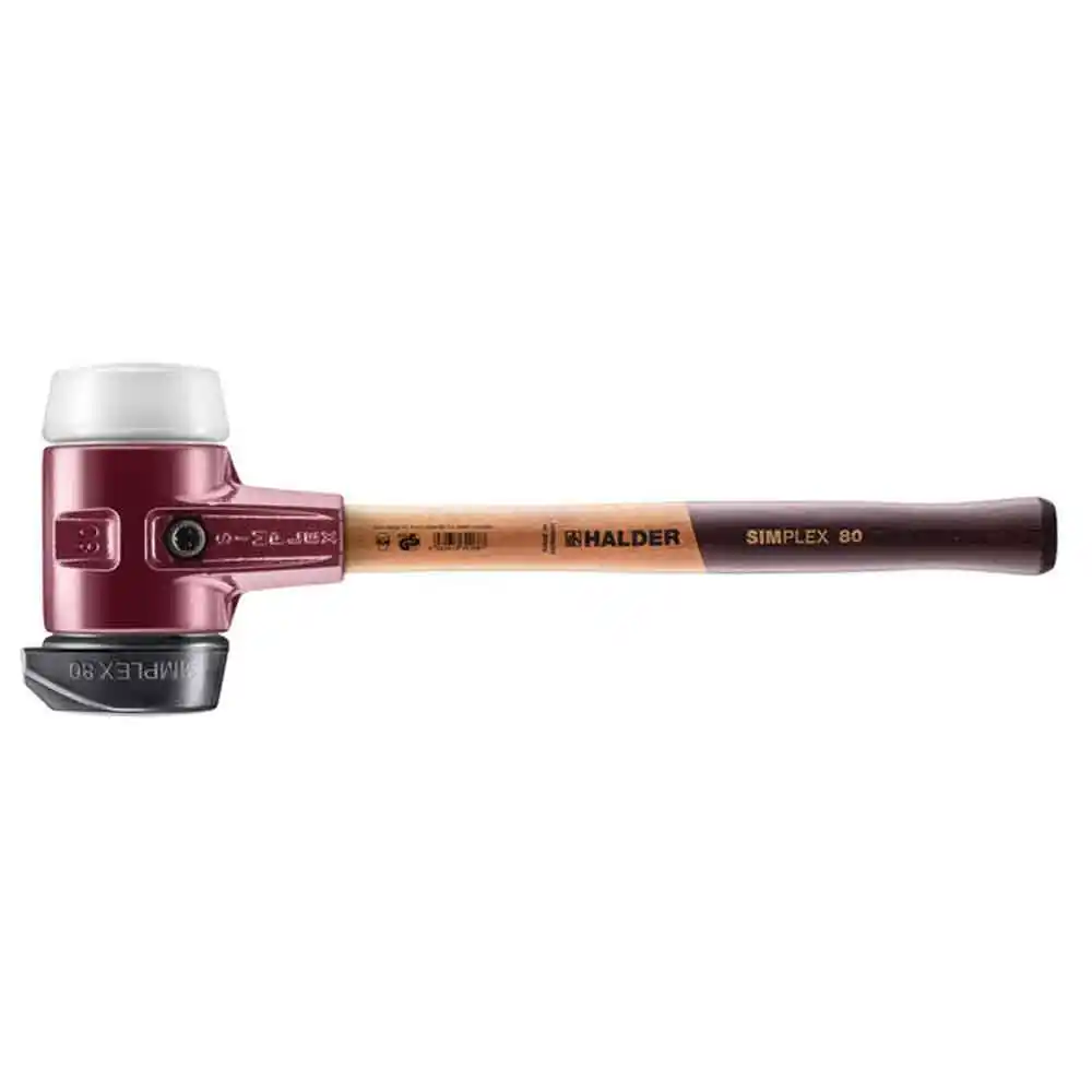 HALDER 80mm 2.57kg Rubber Mallet Rubber/Superplastic Tips Wood Handle 3027.282