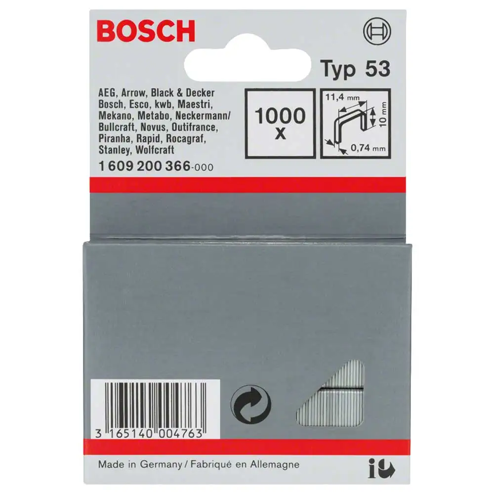 BOSCH 10mm Staples  - 1000 Pieces BOX Suits PTK14E 1609200366
