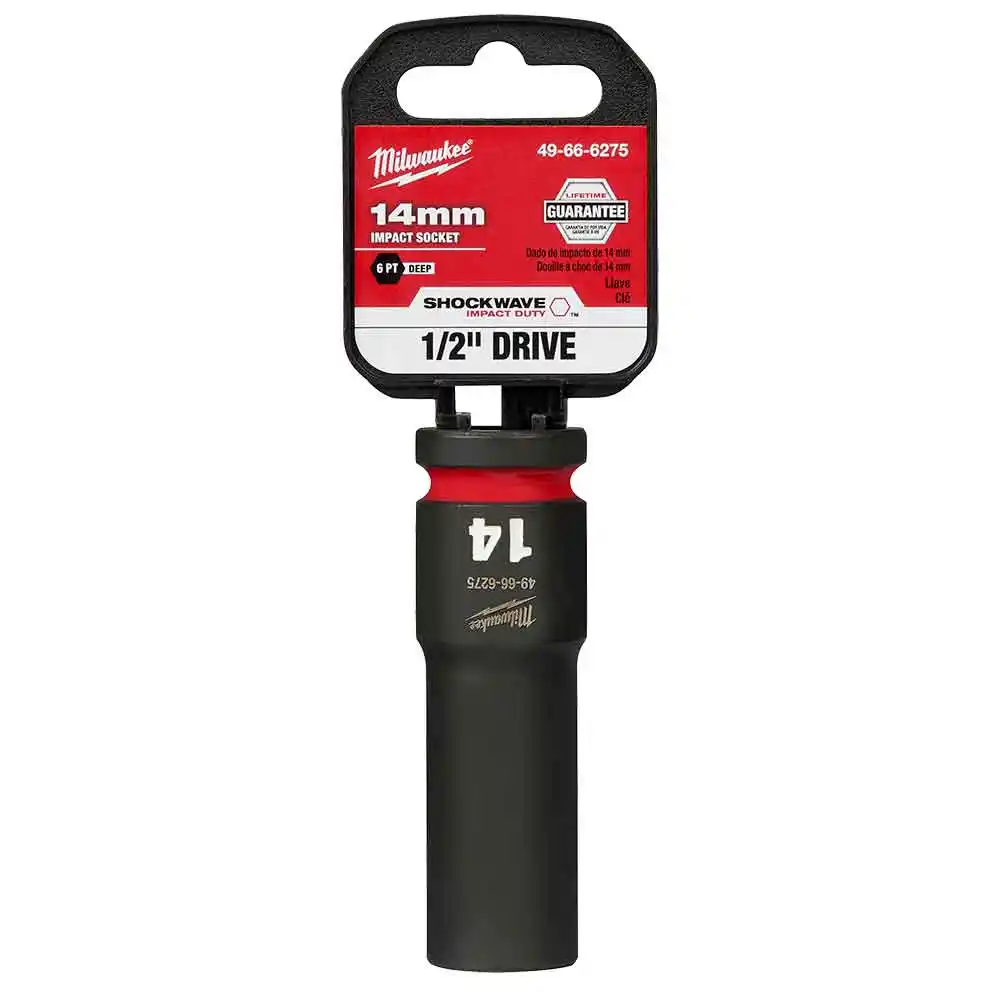 MILWAUKEE SHOCKWAVE 1/2" Drive 14mm Deep 6 Point Impact Socket 49666275