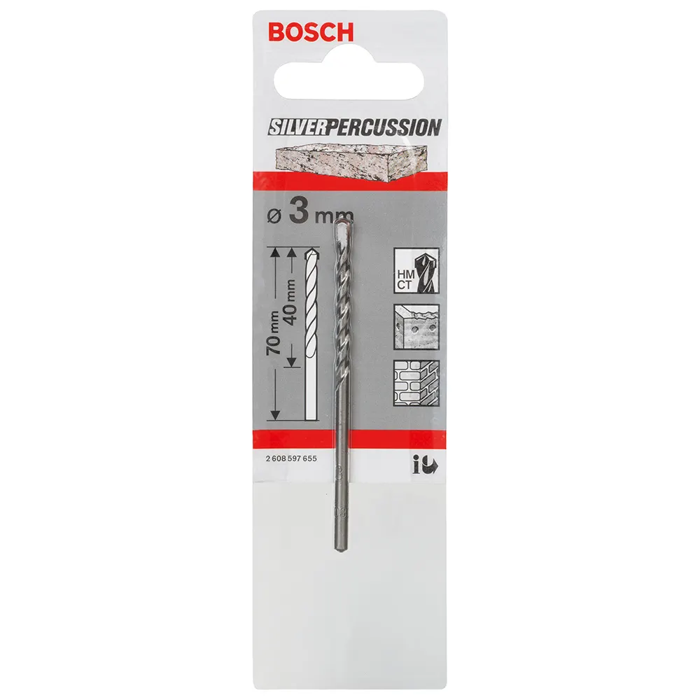 BOSCH 3 x 60mm Silver Percussion Masonry Drill Bit