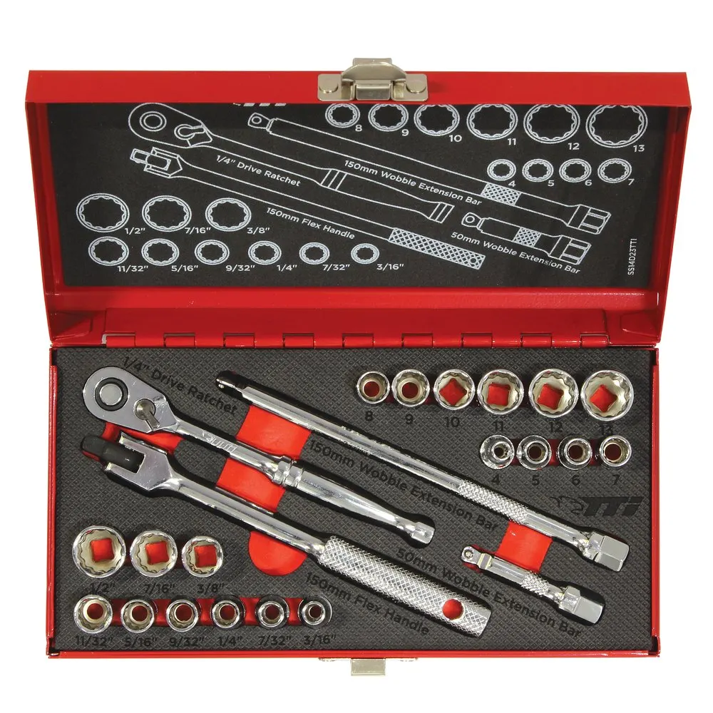 TTI 23 Piece 1/4inch Drive AF/Metric Socket Set SS14D23TTI