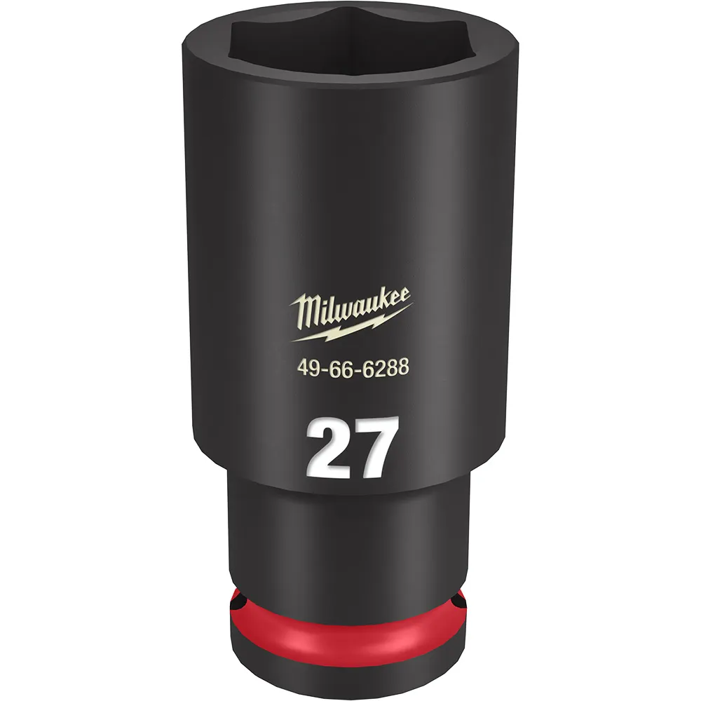 MILWAUKEE 1/2inch Drive 27mm Deep 6 Point Impact Socket - SHOCKWAVE 49666288