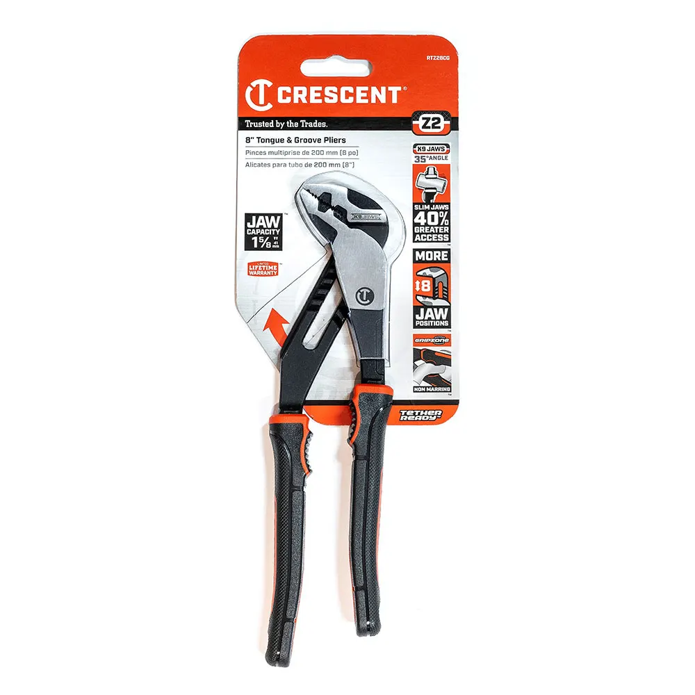 CRESCENT Z2 K9 200mm Straight Jaw Dual Material Tongue & Groove Plier RTZ28CG