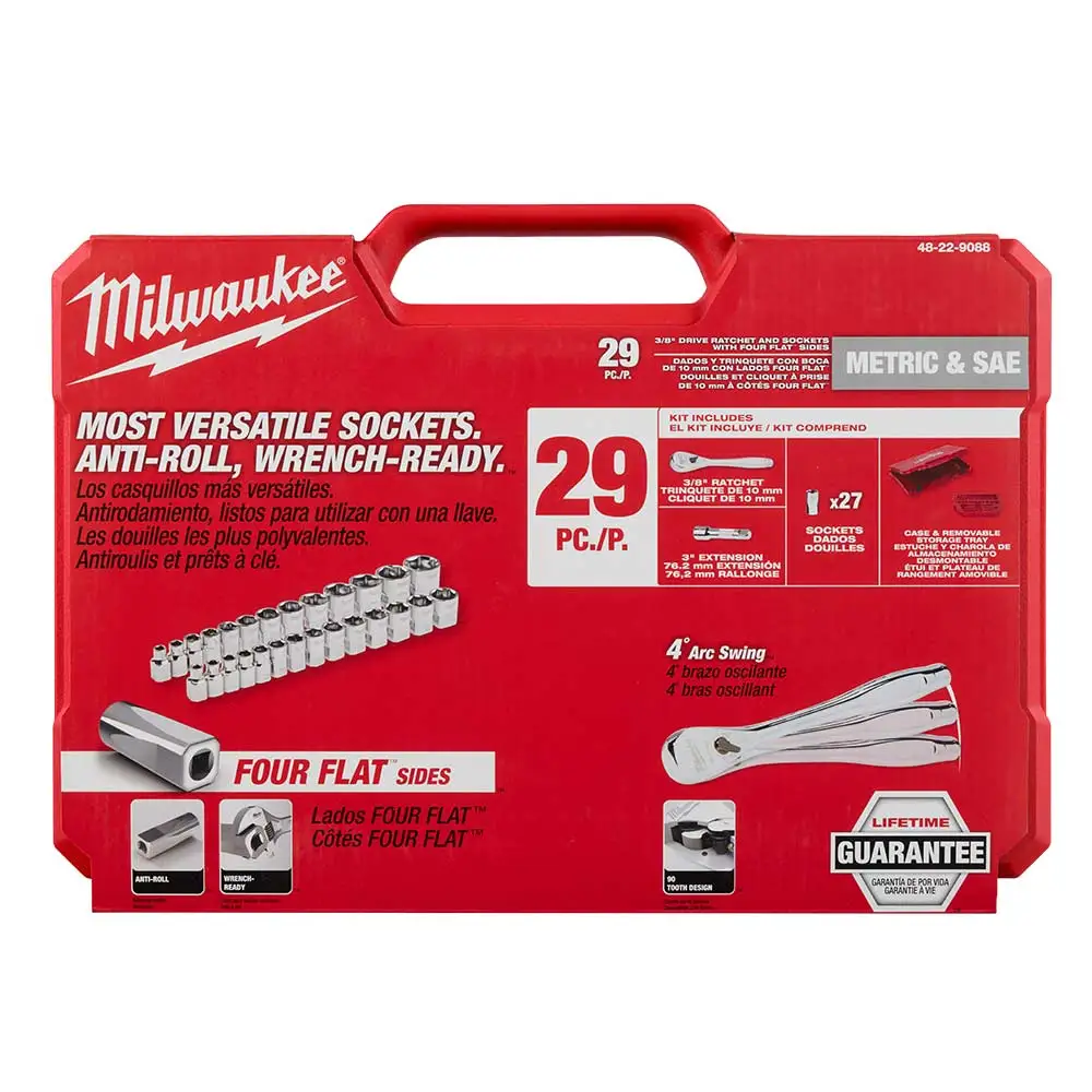 MILWAUKEE 3/8" Drive SAE/Metric Socket Set - 29 Piece 48229088