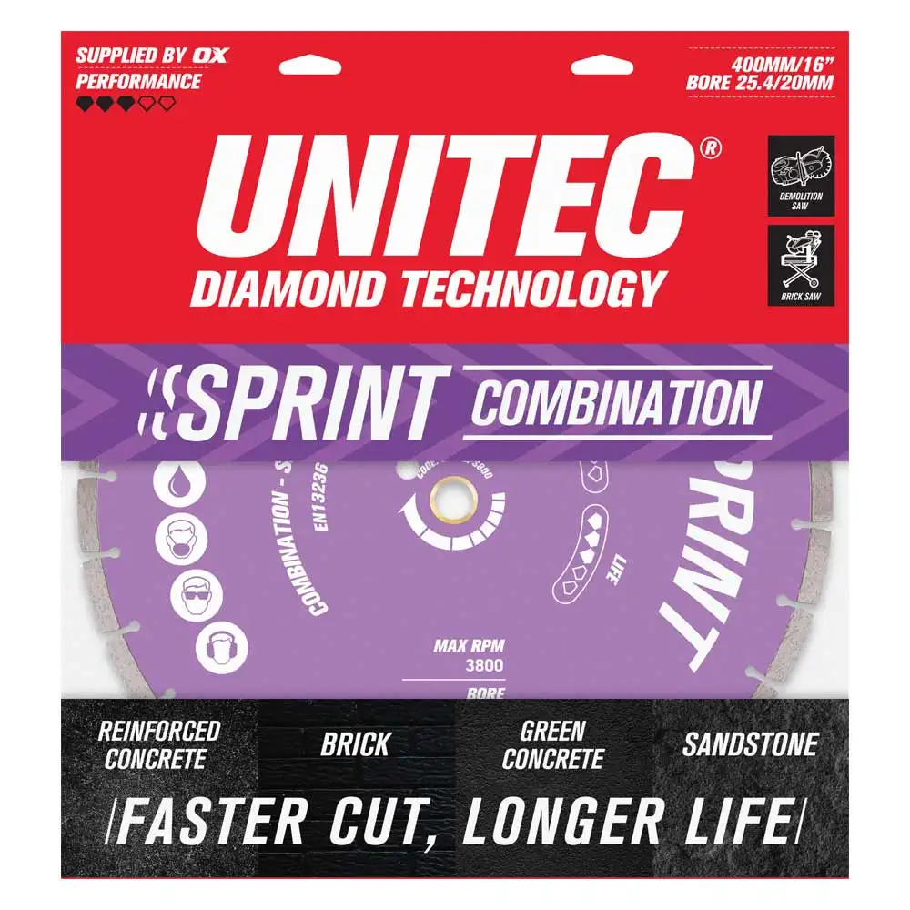 UNITEC 400mm Segmented Diamond Blade For General Purpose Cutting - Sprint U-16SPSCOMBI