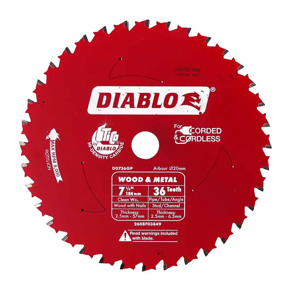 DIABLO 184mm 36T TCT Circular Saw Blade for Wood and Metal 2608F03849