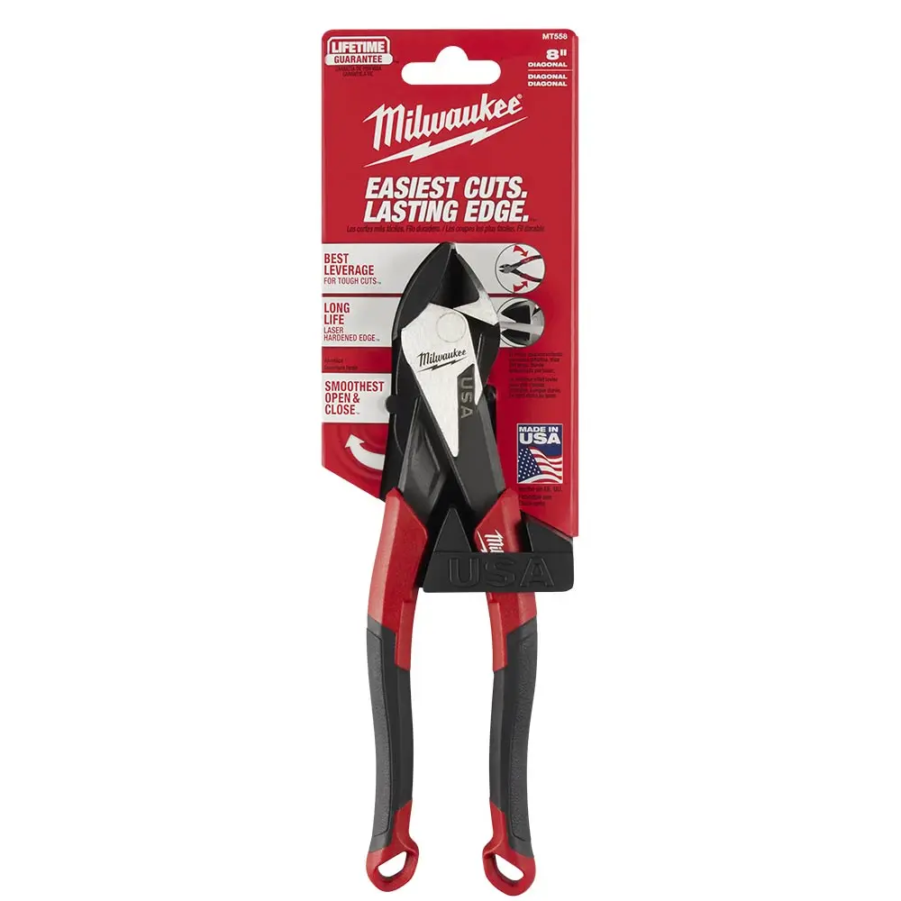 MILWAUKEE 203mm USA Made Comfort Grip Handle Diagonal Cutter Plier MT558